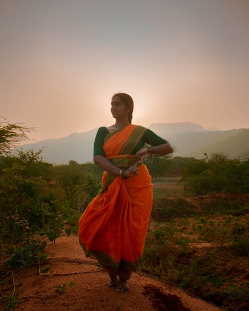 Indian woman doing bharatanatyam 