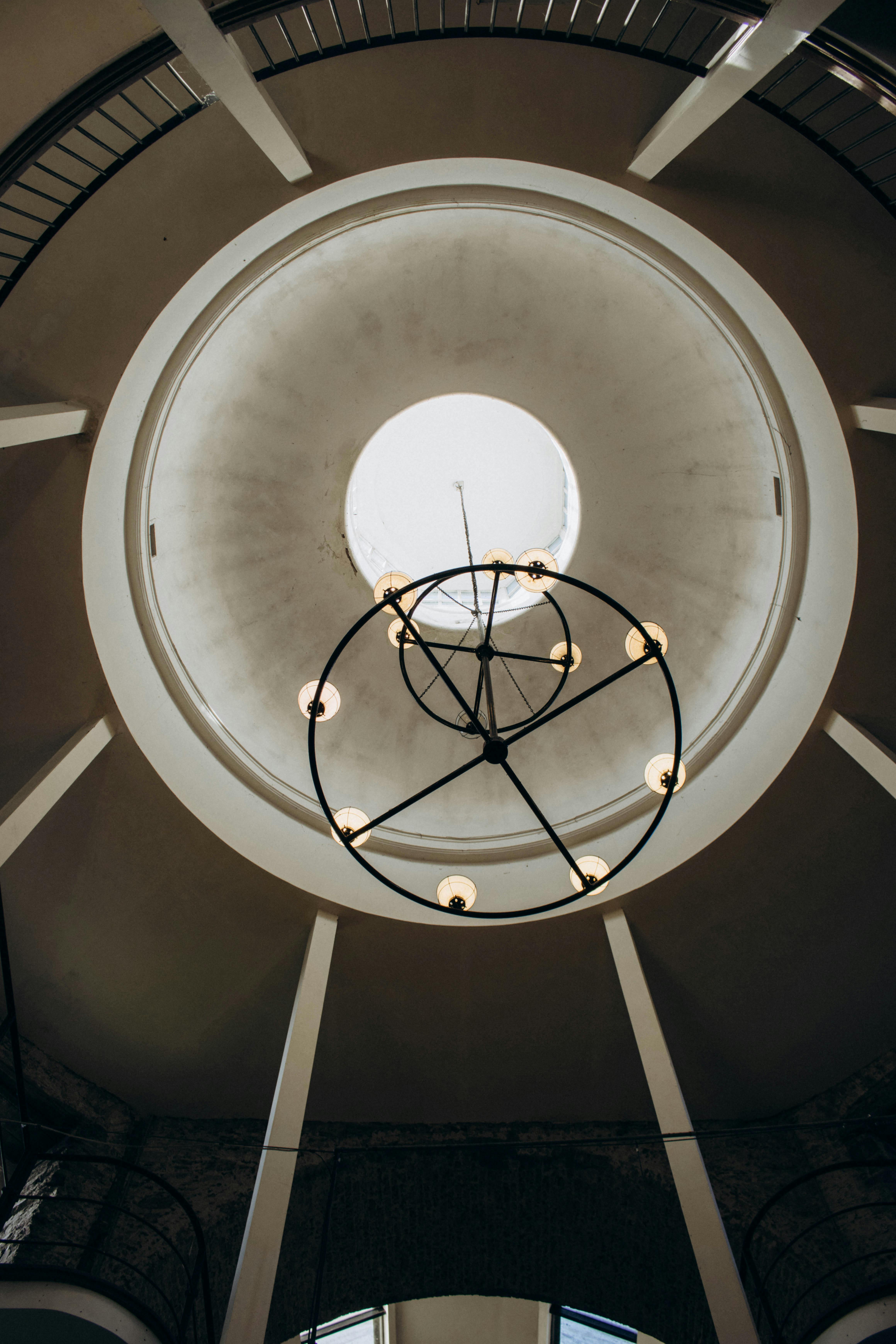 Chandelier with Light Bulbs under Dome Ceiling · Free Stock Photo