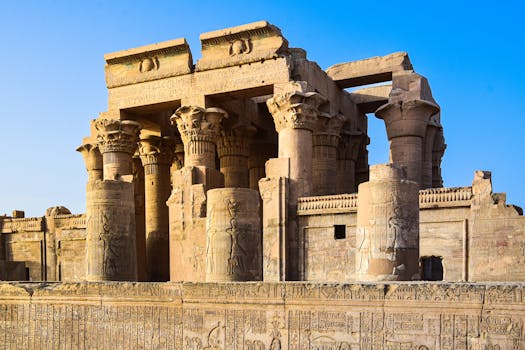 Explore the majestic ancient ruins of Kom Ombo Temple with intricate carvings.