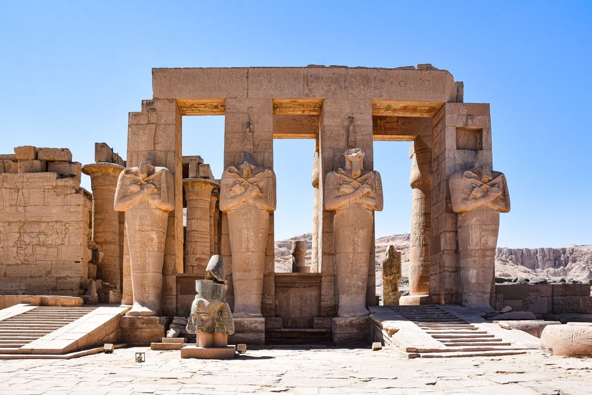 The ancient Ramesseum temple complex in Luxor, Egypt