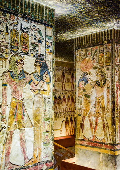 Ornamented Walls in Ancient Tomb in Egypt