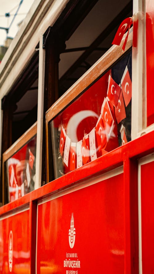 ケーブルカー, デコレーション, トルコの旗の無料の写真素材