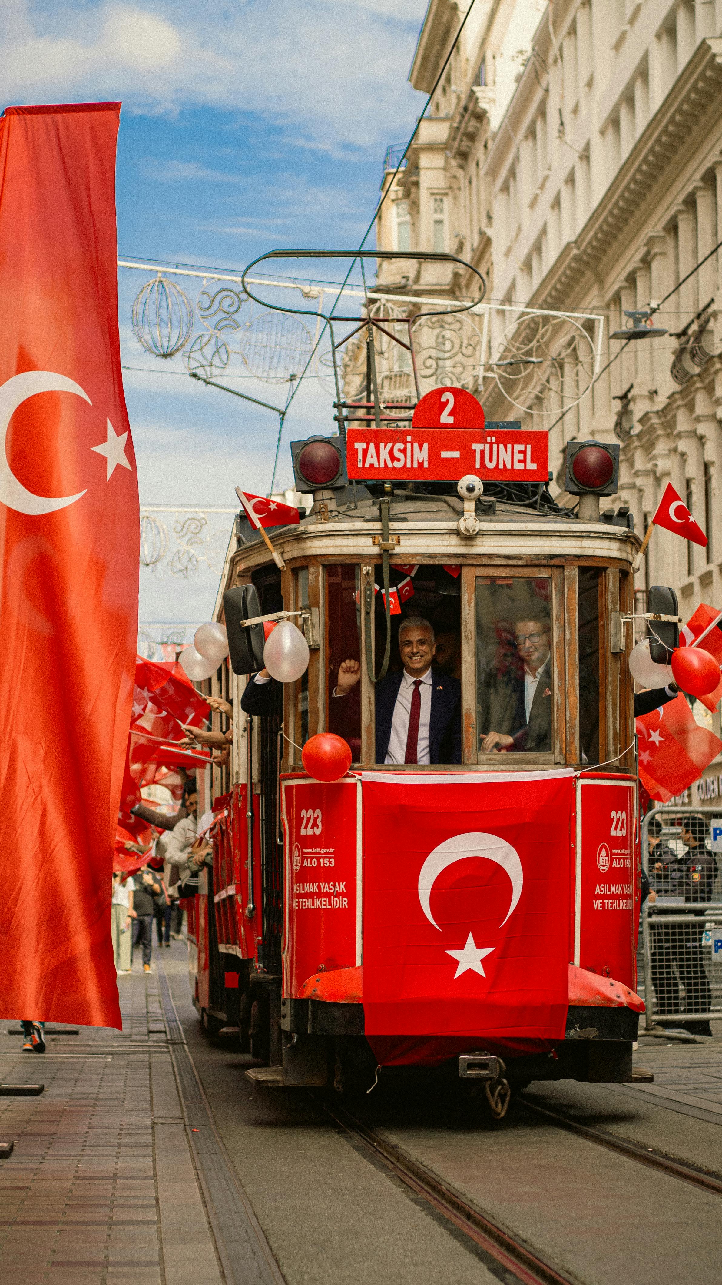 cable car with flag of turkey