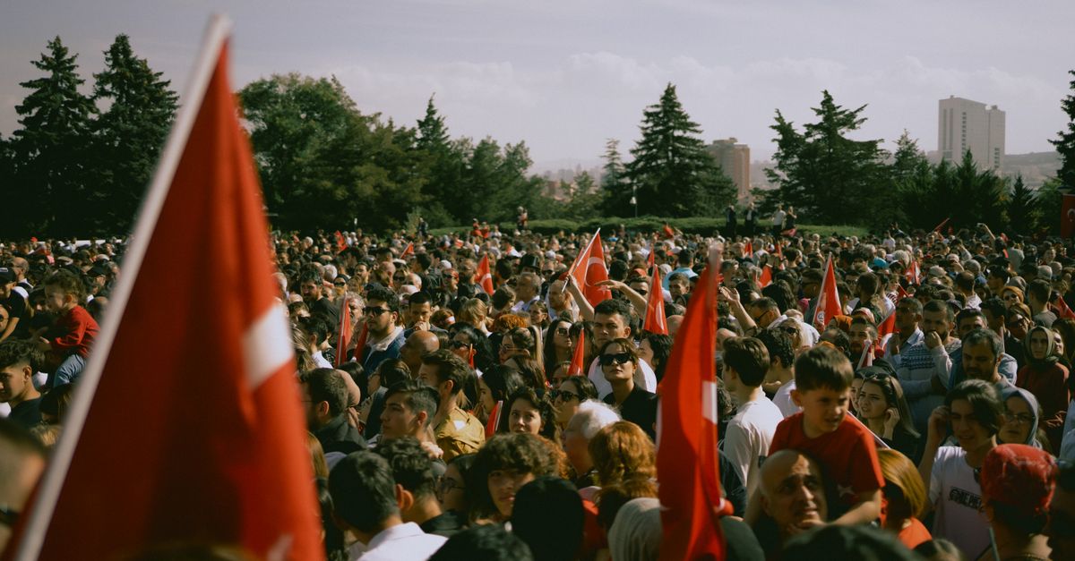 Red Rally Crowd Crowd during Patriotic Rally · Free Stock Photo