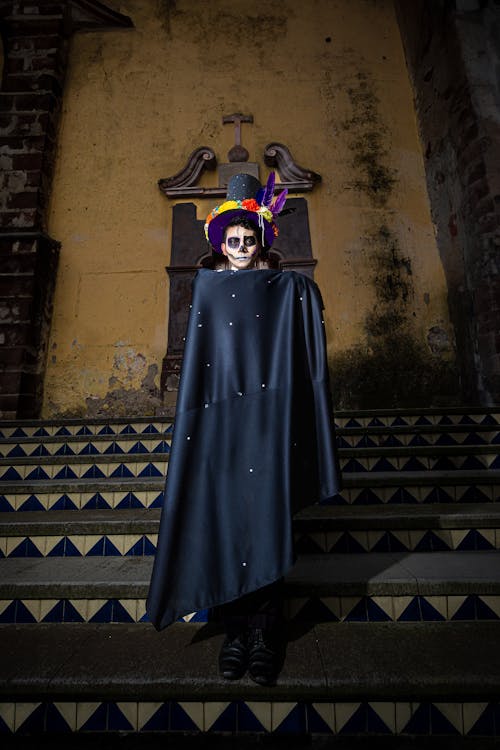 A Man in a Costume and Makeup for the Day of the Dead Celebrations in Mexico 