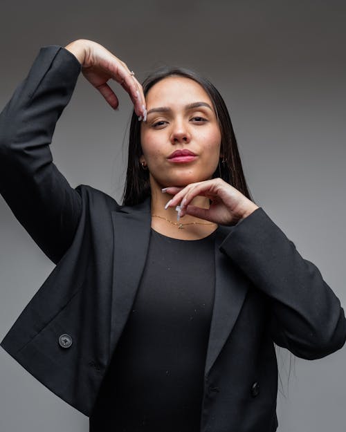 Smiling Woman in Black Jacket