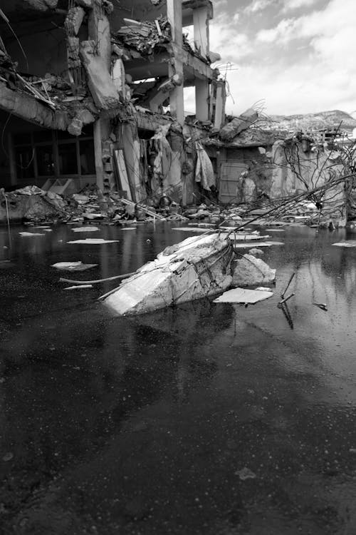 Demolished and Flooded Building 