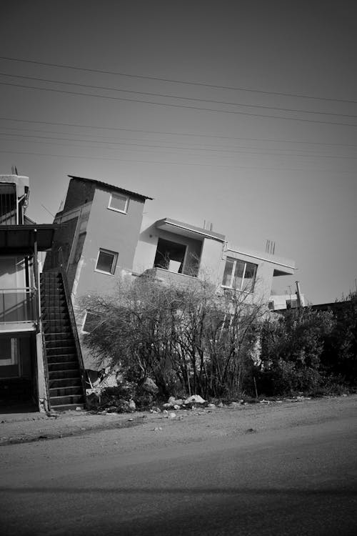 Ruined Buildings in Black and White