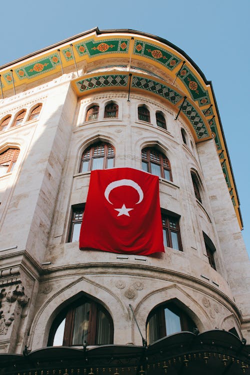 Large Turkish Flag on Building
