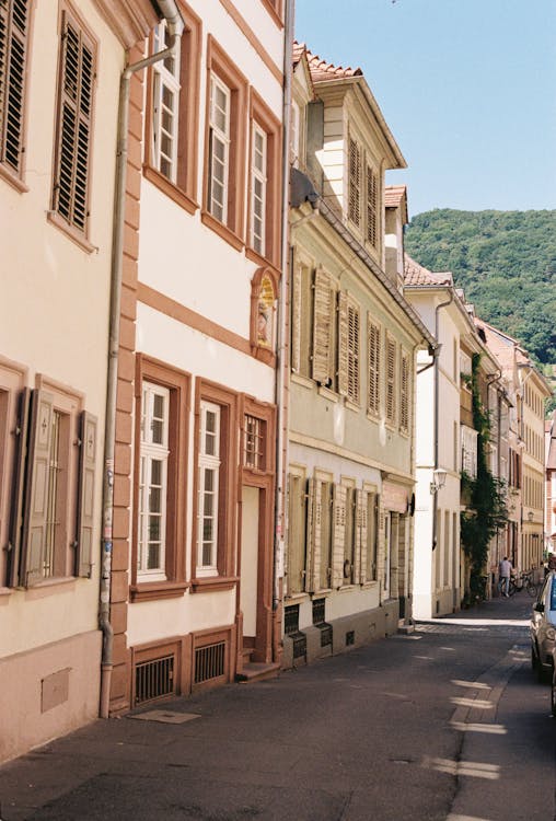 Tenements by Narrow Street in Town