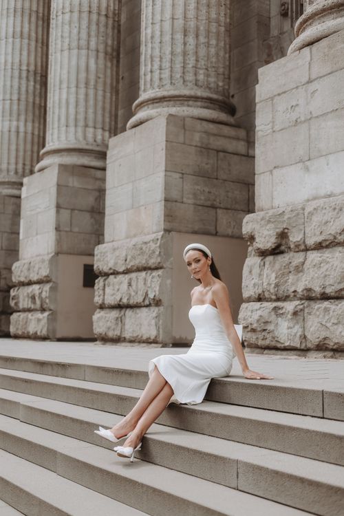 Model in a White Midi Off the Shoulder Dress and High Heels Sitting on Stairs Free Stock Photo Model in a White Midi Off the Shoulder Dress and High Heels Sitting on Stairs Free Stock Photo