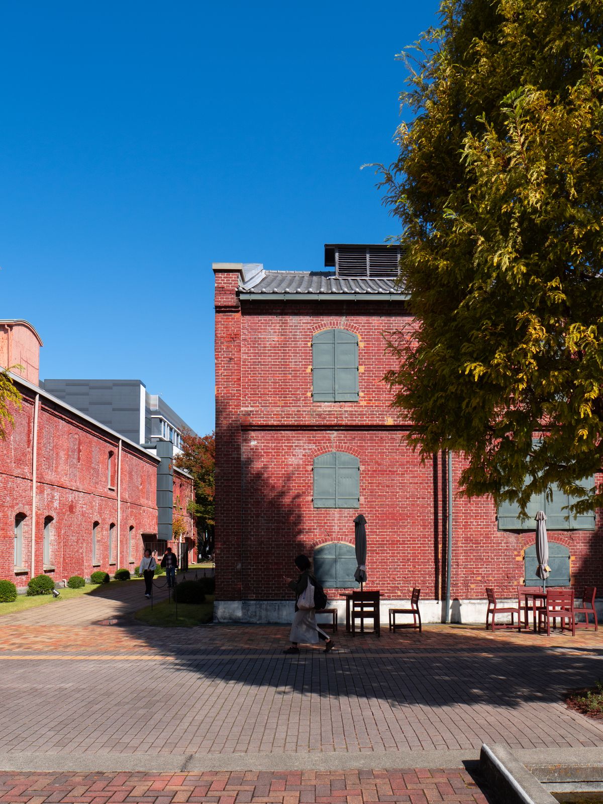 Historic brick buildings at Noritake Garden in Nagoya