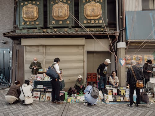 Free Bazaar in Alley in Town Stock Photo
