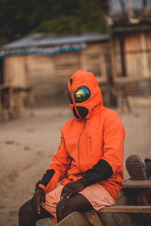 Man in Jacket with Hood and Goggles