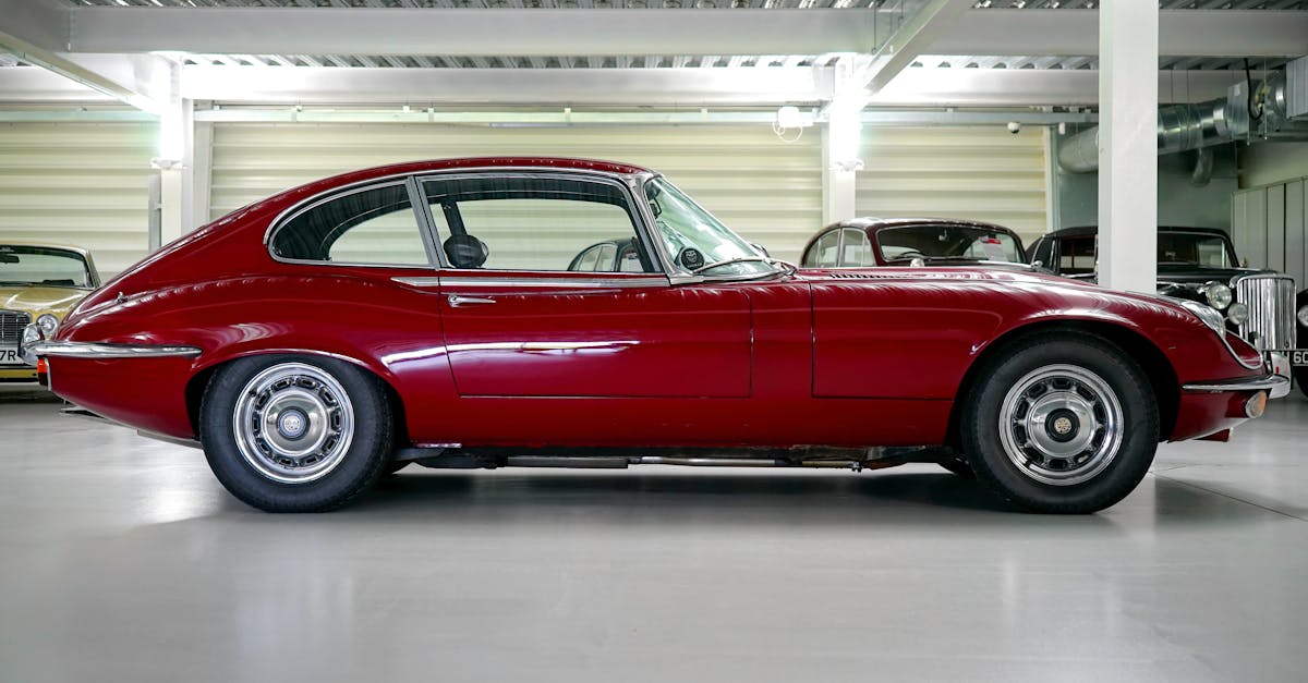 Black Red Classic Car in a Garage