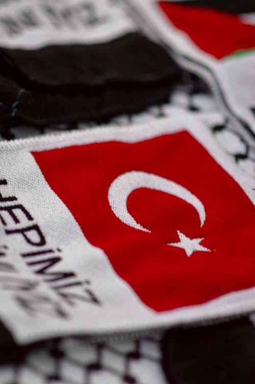 Close up of Sewed Flag of Turkey