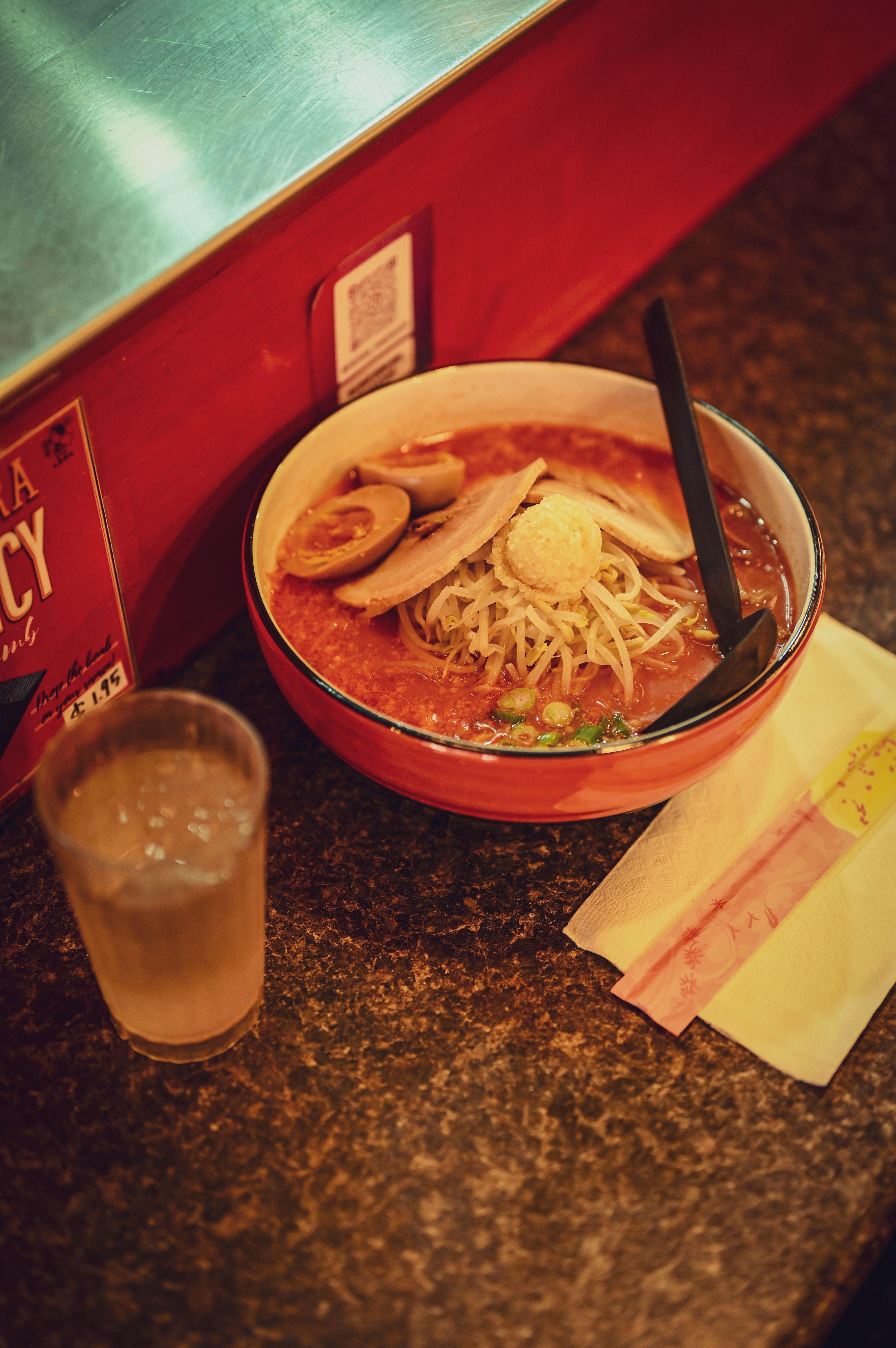 Ramen bowl on a student table