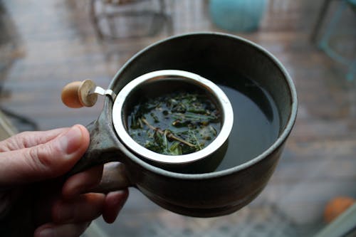 Close-up of a Person Holding a Cup of Tea 