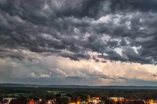 Dramatic Sunset Sky over a Town 