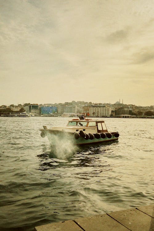 Motorboat on Sea Shore in Istanbul