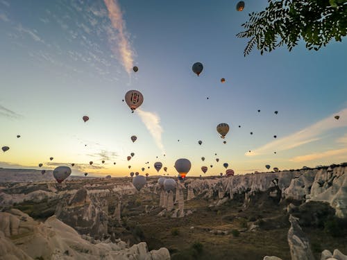 คลังภาพถ่ายฟรี ของ cappadocia, บอลลูนอากาศ, พระอาทิตย์ขึ้น