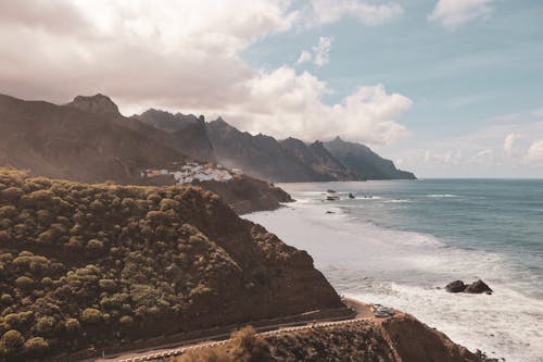 Scenic Panorama of Rocky Ocean Ahore on Tenerife Island