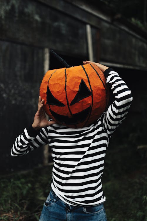 Portrait of Person with Pumpkin Head