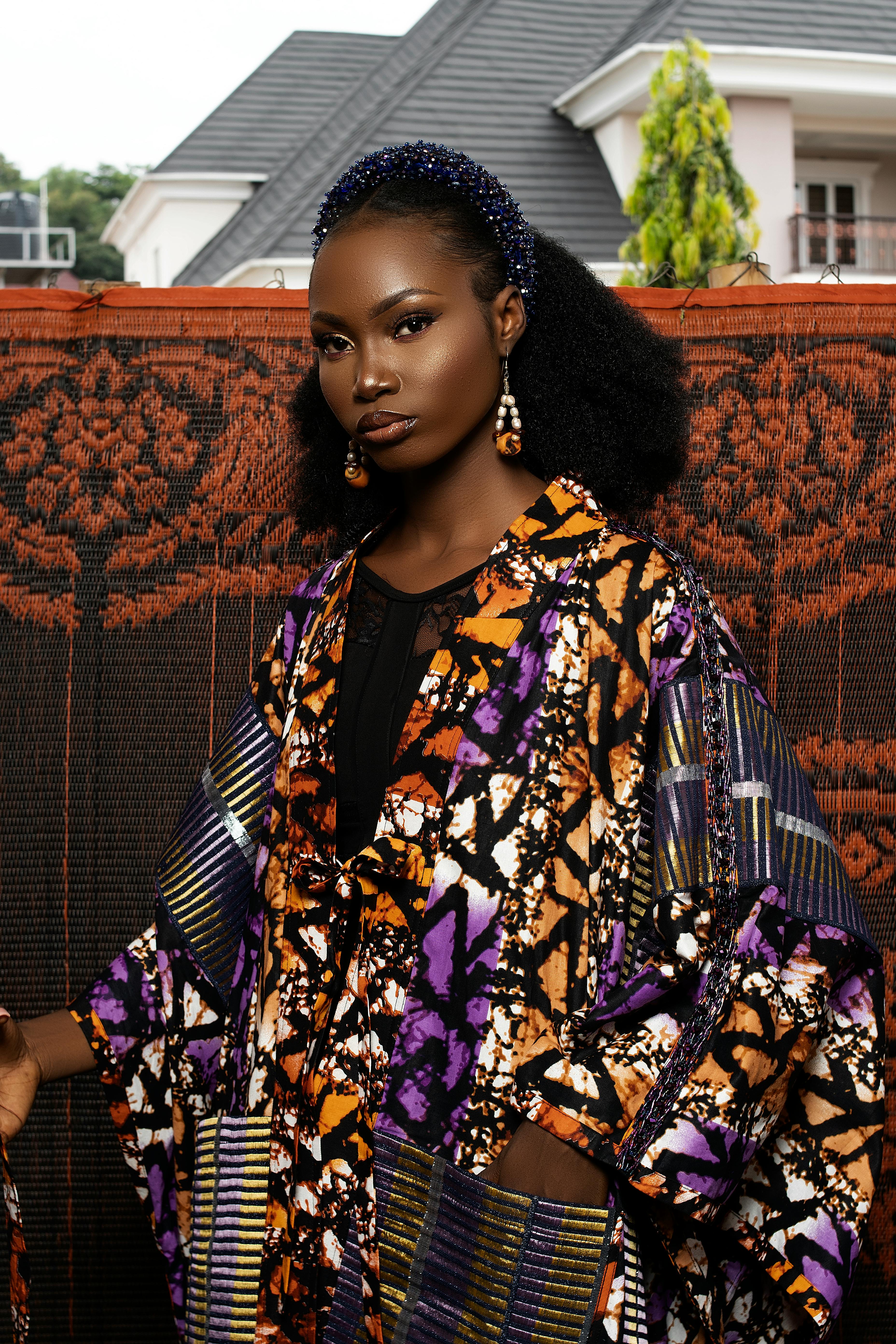 Print Pack Photos Download The - Free Photo Of Model In Loose Printed Kimono And Headband 