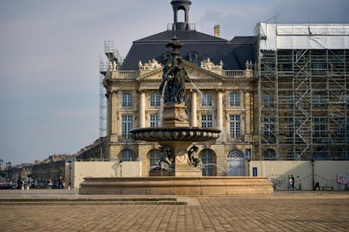 View of a Fountain and the Place de la Bourse, Bordeaux, France 