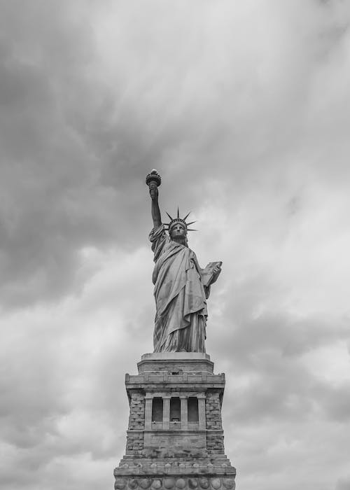 Black and White Photo of the Statue of Liberty, New York, USA 