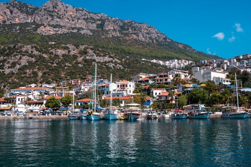 Landschapsmening Van Kaş   Antalya Vanaf De Zee, Türkiye