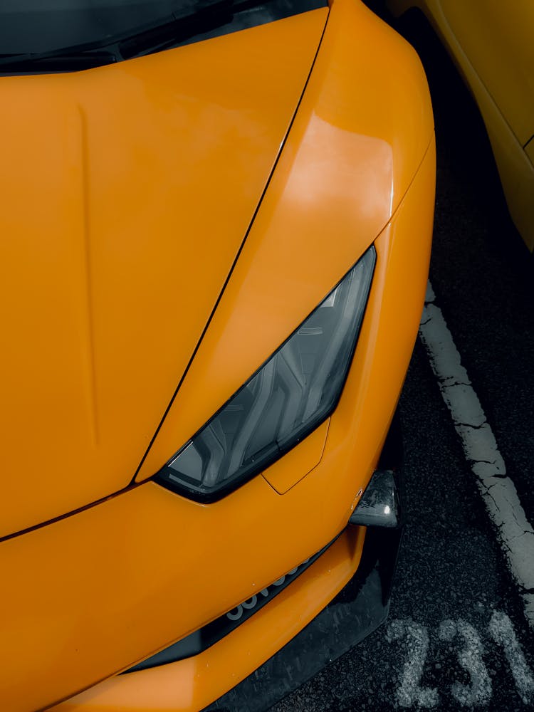 Close Up Of Yellow Lamborghini