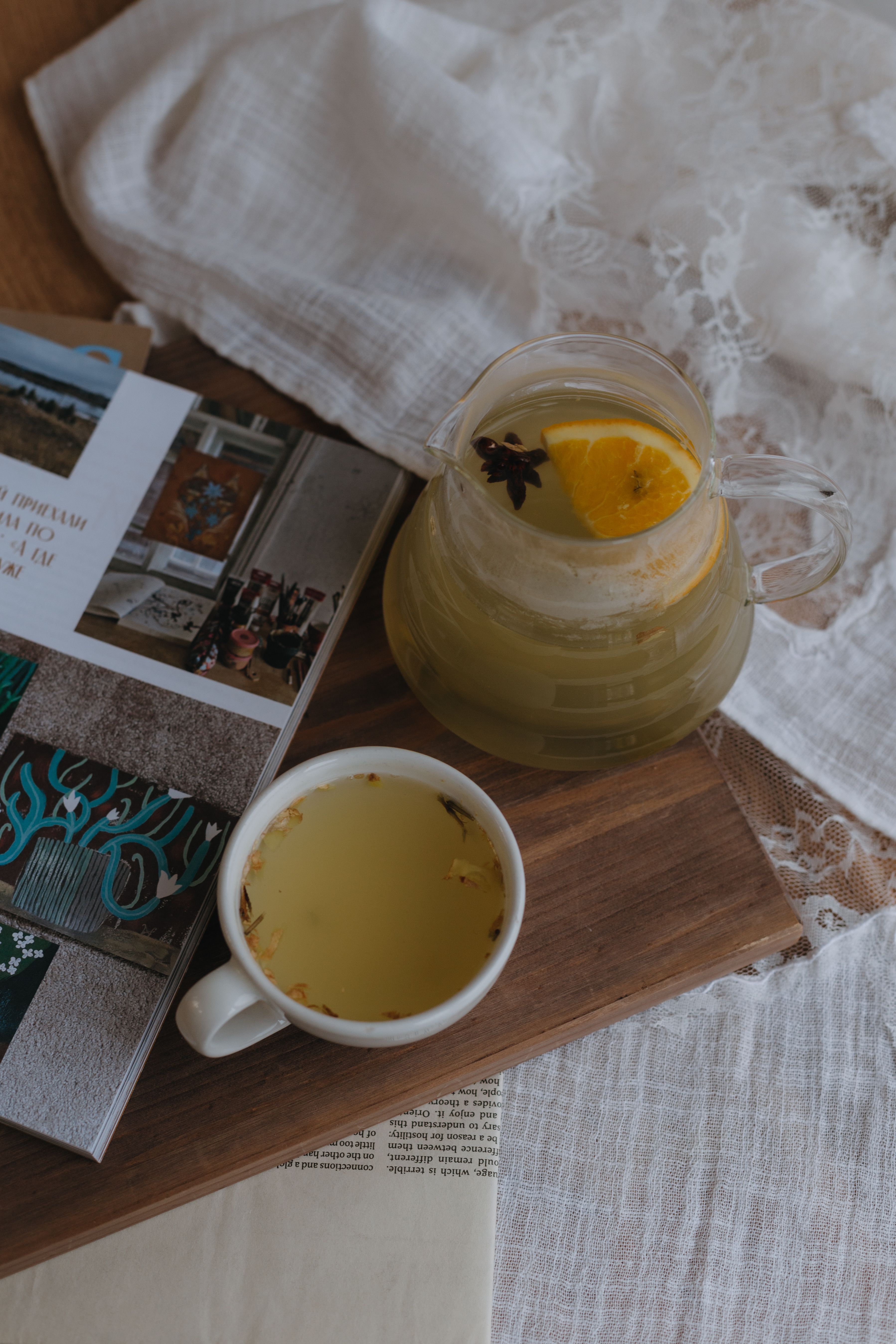 Glass Jug and a Cup of Fruit Tea with Orange ant Star Anise · Free ...