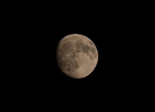 Almost Full Moon in Black Night Sky