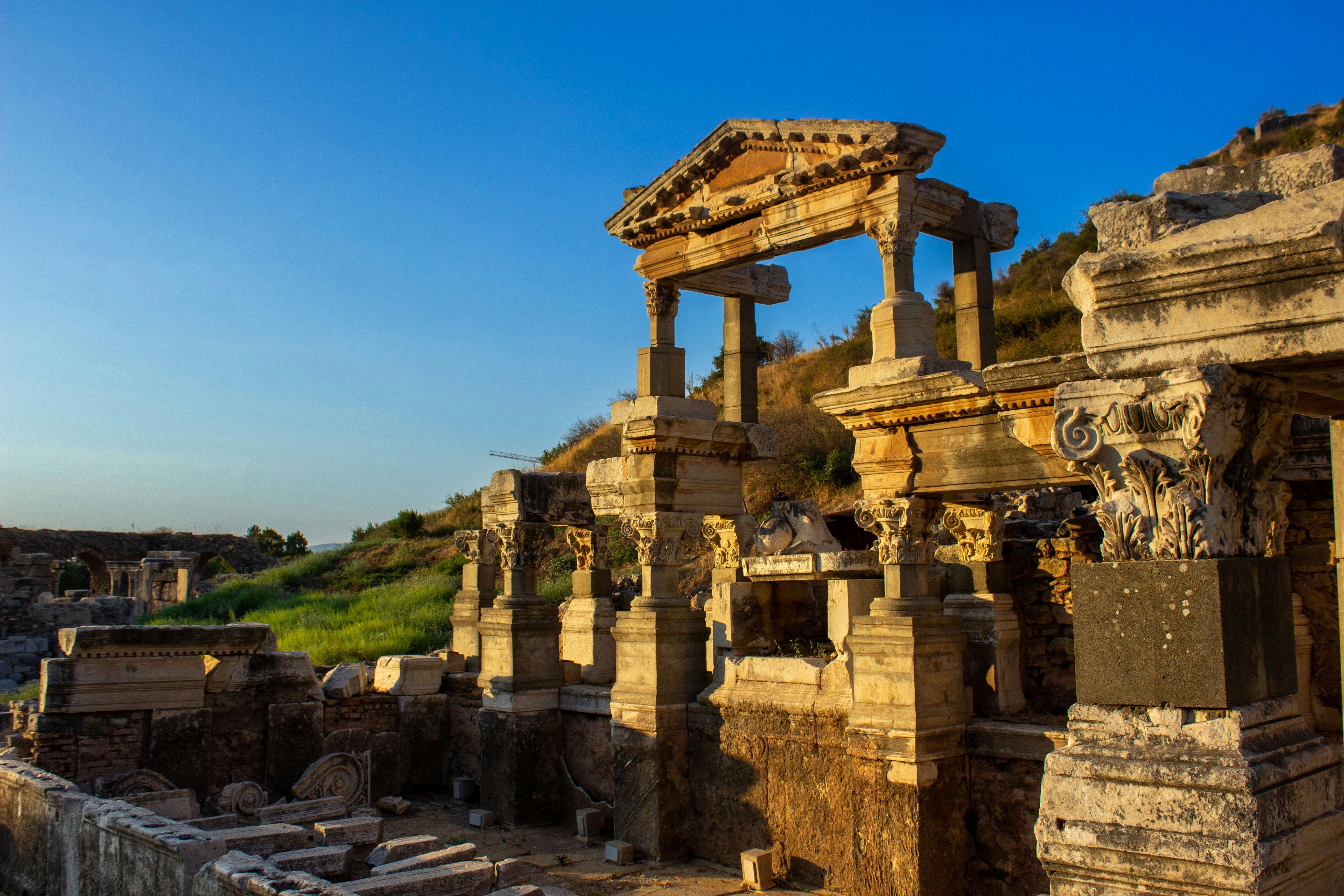 ancient ruin at sunset