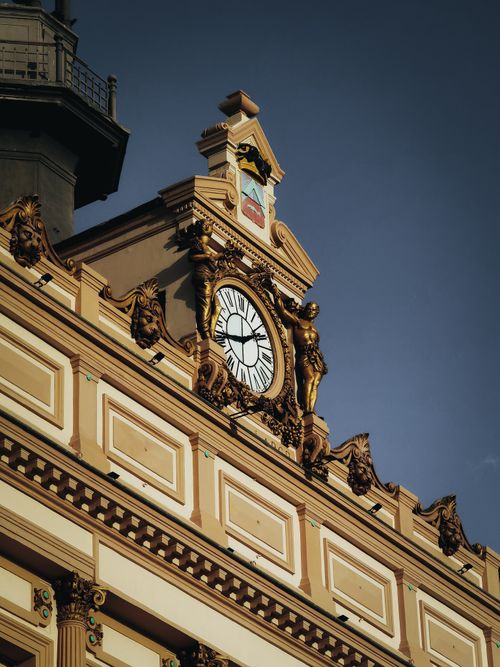 Free Intricately designed clock tower facade in Constantine, showcasing elegant architectural details. Stock Photo