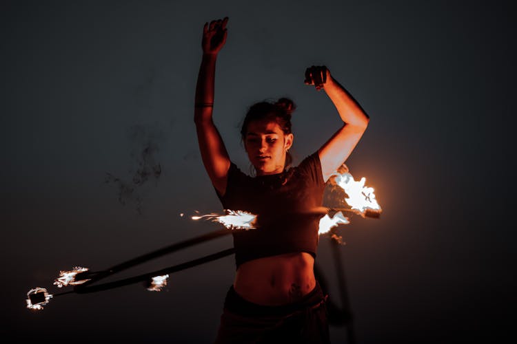 Fire Hula Hoop Dance In Bali