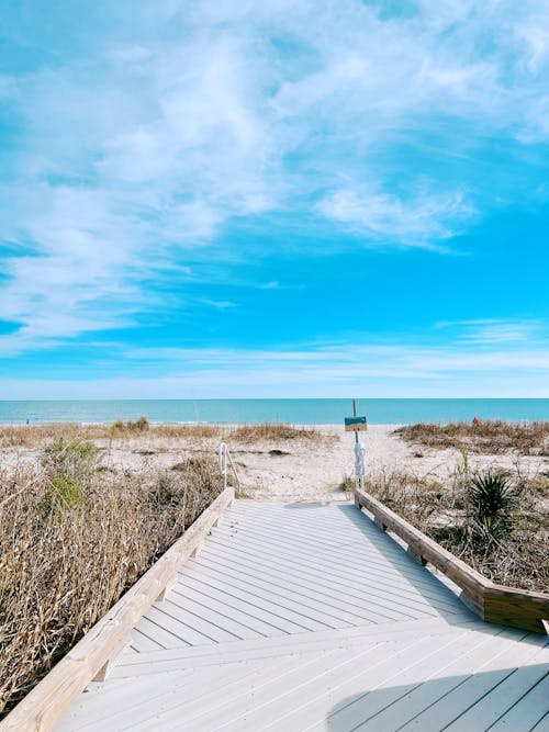 Wooden Footpath on Sea Shore