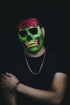 Vibrant skull makeup transformation perfect for Halloween themes.