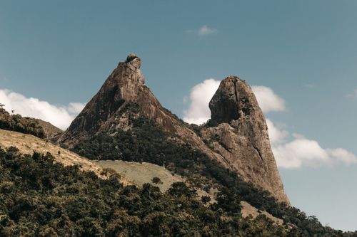 Free Scenic view of the Frade e a Freira rock formation, a landmark in Espirito Santo, Brazil. Stock Photo