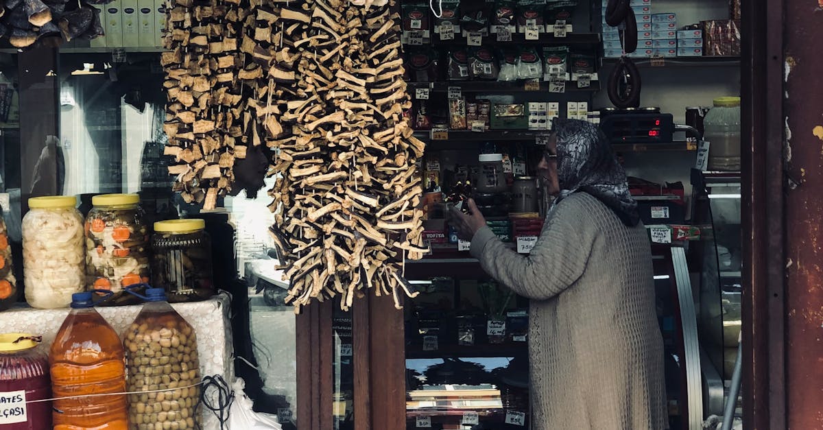 A Street Market with Hanging Dry Fruits and Spices