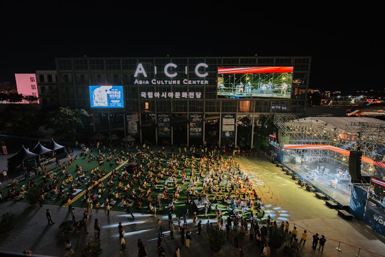 Crowd Of People At Concert At Night