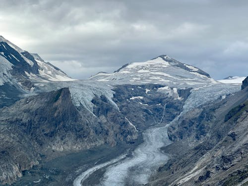 Aerial View of Mountains and a Glacier 