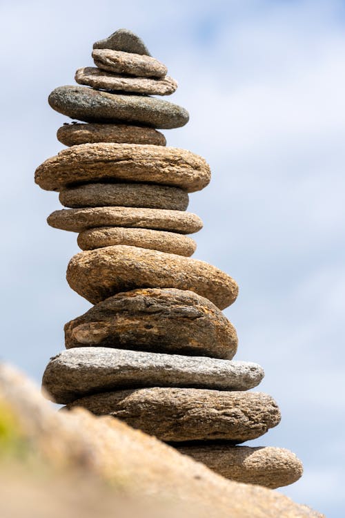 Stack of Rocks against Blue Sky