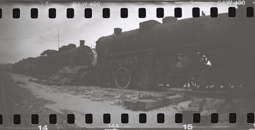 Vintage Train on a Filmstrip 