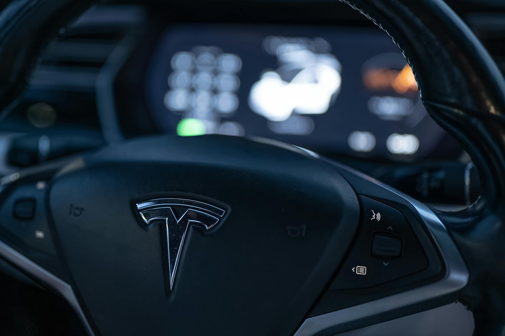 Steering Wheel of Tesla Car