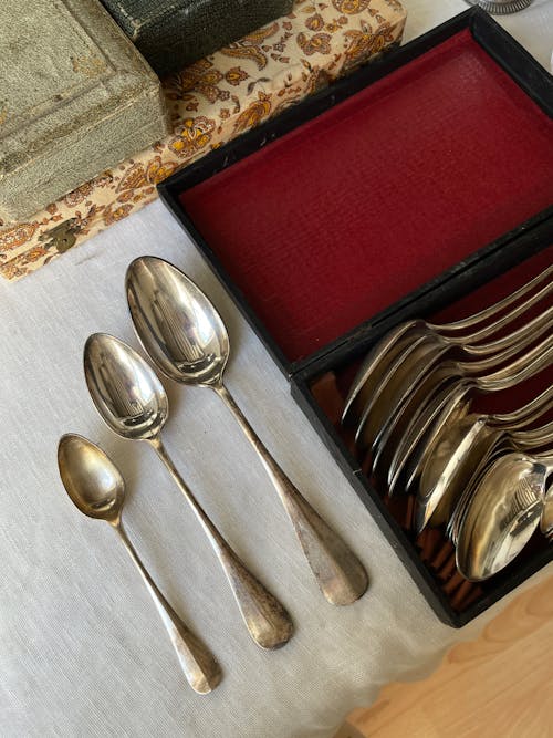 Vintage Cutlery in a Box and on the Table 