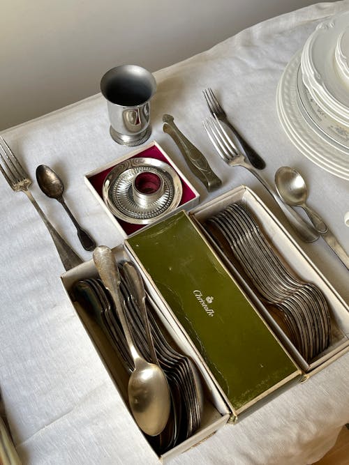 A Box with Vintage Cutlery 