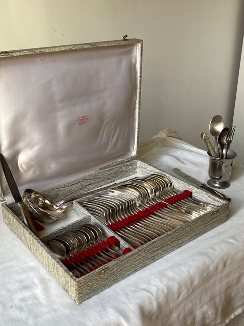 A Box with Vintage Cutlery 