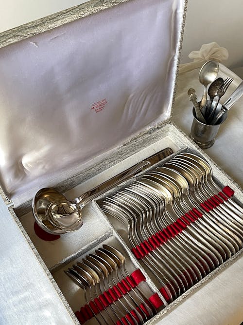 A Box with Vintage Cutlery 